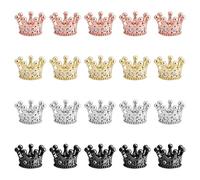 NBEADS 20 abalorios de corona, latón micro pavimento cúbico zirconia reyes cuentas de corona de colores mezclados para bricolaje, joyería, manualidades, suministros