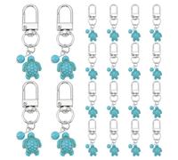 NBEADS 20 llaveros sintéticos de color turquesa con forma de tortuga, llaveros con colgante de turquesa sintética con forma de tortuga marina con tema del océano para bolsos llaveros