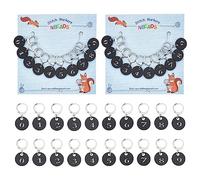 NBEADS 24 marcadores de punto redondos planos, marcadores de punto de ganchillo acrílico negro, dijes de punto de ganchillo de acero inoxidable 304, marcador de punto de bloqueo para tejer, tejer,