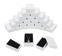 NBEADS 24 Uds Joyero Rectangular, Cajas de Joyería de Cartón Blanco de 8x5.1x2.7cm Cajas de Embalaje de Regalo de Papel Kraft Caja de Papel Cajas de Anillo de Cartón