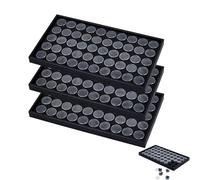 NBEADS 3 Juegos Expositor de Piedras Preciosas, 150 Frascos Contenedores para Gemas, Estuche Expositor Transparente de Plástico para Joyas para Vitrinas de Almacenamiento, Medidas 37,5x20,5cm