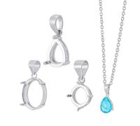 nbeads 3 piezas 3 estilos 925 colgantes de plata de ley 925, portalámparas colgantes en bruto bandeja de cierre rápido para fabricación de colgantes de cadena de joyería, 4,5 x 5 x 3,4 mm