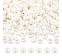 NBEADS 300 perlas sintéticas blancas de ABS, 11,8 x 9,5 mm, agujero grande, de plástico, perlas sintéticas, redondas, sueltas, espaciadoras, para hacer joyas, agujero: 5,8 mm