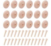 NBEADS 36 Juegos de Ruedas de Madera para Manualidades, Bloques de Construcción Unfinshed Mini Ruedas Con Clavijas de Eje para Pintura, Colores, Tableros