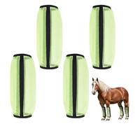 NBEADS 4 botas de mosca para caballos, antideslizantes, transpirables, de malla, para evitar que las moscas muerdan a los caballos, accesorios, verde y amarillo