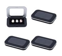 NBEADS 4 cajas de exhibición para piedras preciosas, caja joyero rectangular de 8 x 5 x 1,1 cm con tapa ventana visible portaobjetos para piedras preciosas, accesorios con diamantes de cristal, negro