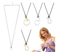 NBEADS 4 Collar de Punto Portugués Ajustable, Herramienta para Tejer Control de Tensión de Hilo Nota Musical Pasador de Tejer de Aluminio para Tejedores, Proyecto de Ganchillo, 43cm
