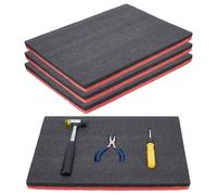 NBEADS 4 espumas para caja de herramientas, insertos de PU, almacenamiento de cámara y manualidades, negro y rojo, 41 x 30,5 x 1 pulgadas