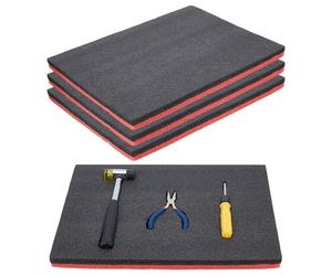 NBEADS 4 espumas para caja de herramientas, insertos de PU, almacenamiento de cámara y manualidades, negro y rojo, 41 x 30,5 x 1 pulgadas