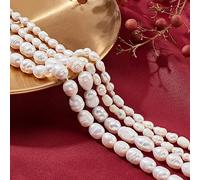 NBEADS 4 hebras de 134 Cuentas de Perlas de Agua Dulce cultivadas Naturales, 8.5~10.5mm/5~11.5mm Forma de arroz Blanco Perlas de Agua Dulce Perlas Sueltas para Pendientes Fabricación de Joyas