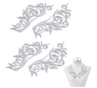 NBEADS 4 parche de Aplique Bordado, Parches de Encaje Floral con Espejo para Planchar, Coser O Decorar Vestidos de Novia, Reparar Ropa, Mochilas, Vaqueros, Gorras, Whitesmoke, 21.3x9cm