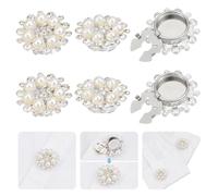 NBEADS 4 Pieza de Cubiertas de Botones de Diamantes de Imitación Botones de Manga con Perlas de Imitación Y Diamantes de Imitación para Gemelos Camisas Y Ropa Decoración DIY Platino 2.8cm