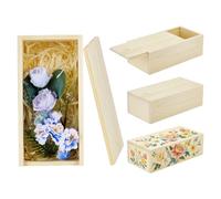 NBEADS 4 uds Cajas Almacenadoras de Madera Sin Terminar con Tapa Deslizante, Contenedor de 20x10x6,5cm con tapa corredera, Organizador para joyas recuerdos fotográficos, color madera canela