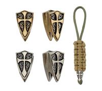 NBEADS 4 unids 2 colores pulsera Paracord con perlas, perlas espaciadoras de latón europeo con agujero grande con cruz para joyería EDC colgante cuerda paracaídas herramienta