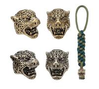 NBEADS 4 unids 2 colores pulsera Paracord con perlas, perlas espaciadoras de latón europeo con gran agujero patrón cabeza de leopardo para joyas EDC colgante herramienta para cuerda de paracaídas