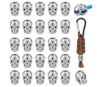 NBEADS 40 cuentas de aleación con forma de calavera, cuentas de paracorda de aleación con forma de calavera para joyería de cordones, colgante de cuerda EDC, platino