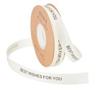 NBEADS 40 yarda/36.58m Cinta de Mejores Deseos para Ti, Cinta de Satén con Estampado de Palabras de Poliéster de 2cm de Ancho para Envolver Regalos, Lazo para Hacer Pastel de Cumpleaños, Encaje Viejo