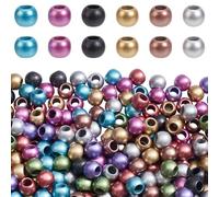 NBEADS 400 cuentas de acrílico metálico mate con agujero grande, cuentas acrílicas opacas redondas espaciadoras para hacer pulseras, collares, joyas, manualidades, agujero: 0,57 cm