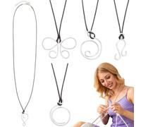 NBEADS 5 Collar de Punto Portugués Ajustable., Herramienta para Tejer con Control de Tensión de Hilo, Pasador de Aluminio de Forma Mixta para Tejer, Proyecto de Ganchillo, 60cm