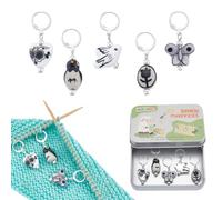 nbeads 5 piezas 5 estilos marcadores de punto de ganchillo de porcelana, marcadores de malla de ganchillo de pingüino mariposa colgantes de bloqueo para pendientes de ganchillo joyas
