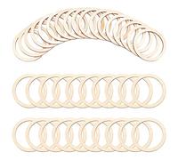 NBEADS 50 Anillos de Madera Natural de 7.35cm, Piezas de Madera inacabadas Anillos de unión de Madera rodajas de Madera en Blanco para Pintar pirografía, decoración del hogar, 6cm diámetro Interior