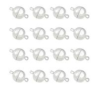 NBEADS 50Pcs 10 mm Redondo Chapado En Plata de Conectores de Latón Fuerte Cierres Magnéticos para Pulsera Collar Hacer, 16 X 10 Mm, Agujero: 1.2 Mm