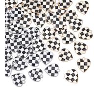 NBEADS 52 dijes de 2 estilos a cuadros, dijes de corazón blanco y negro, colgantes de aleación esmaltada a cuadros para pulsera, collar, aretes, llavero, bolsa, accesorios de joyería