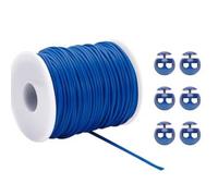 NBEADS 55 yarda/50 m Cordones para Sujetar Puntadas, Tubo de Goma Hueco de 2 mm para Tejer Cordón de Barbero con 6 cerraduras de Cordón con Orificio de 0.55 cm para Sujetar Puntadas, Azul Marino