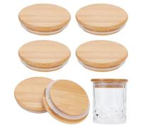 NBEADS 6 Pieza de Tapas de Bambú para Tarros, Tapas de Botellas Circulares de 8.5x2cm con Sellado de Silicona, Cubiertas de Tarros Selladoras Reutilizables para Tarros de Boca Ancha
