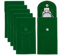 NBEADS 6 piezas bolsa de terciopelo para reloj, bolsa de almacenamiento de reloj de lujo, bolsa de regalo con botón a presión para organizador de relojes de joyería, verde, 13x6.7cm