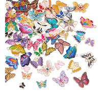 NBEADS 60 colgantes de aleación de la serie de mariposas goteando, dijes de aleación de mariposa colorida para collares, pulseras, fabricación de joyas