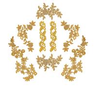 NBEADS 8 Parches de Encaje Bordados, 4 Estilos Parches de Flores y Hojas, Parches para Apliques de Encaje Floral Dorado para decoración de Vestidos de Boda, reparación, Ropa, Mochilas