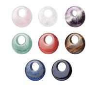 NBEADS 8 pieza de 8 estilos de Colgantes de Cuentas de Piedra Natural, Dijes de Piedras Preciosas de Donut Natural de 3cm con Forma de Anillo con Agujero Excéntrico para Hacer Joyas, Agujero: 1.2cm