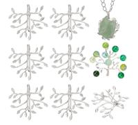 NBEADS 8 pieza de Configuración de Colgante de Punta En Blanco con Forma de Rama, Bandeja con Colgante de Garra Hecha A Mano Bandejas Colgantes con Bisel Broches de Ramas para Joyería Variada, Plata