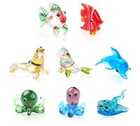 NBEADS 8 Pieza de Figuras de Cristal de Vida Marina, Minifiguras Marinas de Vidrio En Miniatura de Mantarraya, Pez Mariposa, Morsa, Delfín, Pulpo Y Pez para Decoración de Peceras