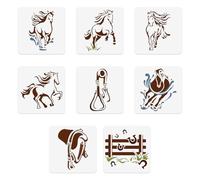 NBEADS 8 plantilla para Pintar con Elementos de Caballos paracotas, Plantillas Reutilizables para Arte Y Artesanía DIY Plantilla de Pintura de Dibujo Hueca para Tela, Paredes de Papel, Muebles de Lona