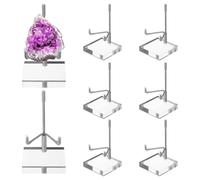 NBEADS 8 Soporte de Exhibición de Brazo de Metal Ajustable, Caballete con Base de Pedestal Acrílica para Geodas de Cristal de Roca, Minerales, 4.95x4.95x9cm, Color Acero Inoxidable