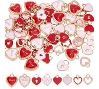 NBEADS 80 pieza de 8 estilos de Colgantes de Esmalte En Forma de Corazón, Dijes de Corazón de Amor Chapados En Oro Y Esmaltados para Collares, Pulseras, Fabricación de Joyas