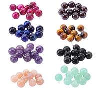NBEADS 80pcs 8 Estilos Cuentas de Piedras Preciosas Naturales, Cuentas Redondas Sueltas de 6mm Cuentas espaciadoras de Piedra Natural para DIY Pulsera Collares fabricación de Joyas