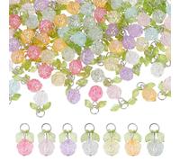 nbeads 96 piezas 8 colores colgantes de flores acrílicas, colgantes de flores pequeñas coloridas con hoja de diferentes cuentas Set accesorios de manualidades para llaveros, pulseras, collares, joyas