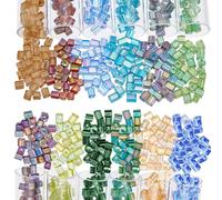 nbeads 960 Piezas Cuentas 6/0, 12 Colores Cuentas de Semilla de Vidrio Cuadradas Cuentas Cúbicas Mini Cuentas Japonesas de Vidrio Espaciadoras Cuentas de Pony de Vidrio para Brazaletes Collares