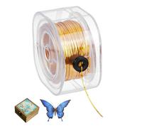 NBEADS Alambre de aluminio plano para joyas, 50 m, alambre cloisonné de 1 mm ancho con caja de almacenamiento para la fabricación de accesorios y accesorios, dorado, grosor 0,5 mm