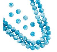 NBEADS Alrededor de 90 Pieza de Cuentas de Cuarzo Azul Natural, Cuentas de Cristal de Cuarzo Azul Lago de 8mm, Cuentas Sueltas de Piedras Preciosas para DIY, Pulsera, Collares, Fabricación de Joyas