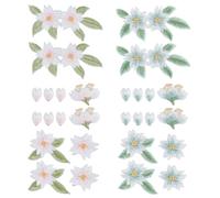 NBEADS - Aplique decorativo bordado con 35 piezas, diseño de flores antiguas para hacer yo mismo, con escudo floral rosa y verde para coser para reparar ropa, vaqueros, vestidos de sombreros