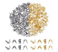 NBEADS Aproximadamente 400 puntas de cuentas de acero inoxidable, puntas de cuentas plegables abiertas para nudos y engarzados