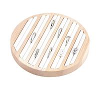 NBEADS Bandeja de exhibición de joyería de madera, 6 ranuras soporte de aretes de anillo de cuero blanco, organizador de joyas para venta al por menor de joyas, 14.95x1.7cm