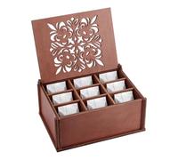 nbeads Bolsa de té Probier caja de regalo, 9 compartimentos, organizador de bolsas de té de madera con tapa, bolsa de té, caja de regalo para amantes del té, hombres, mujeres, familias y amigos, 24,3