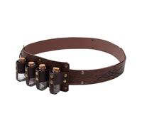 NBEADS Bolso de Cuero Sintético con Cinturón de Medieval Alchemy, Cinturón con Frascos de Pociones de Mago de Fantasía, Bolsa para Cinturón con 4 Corcho para Botellas de Vidrio, Coco Marrón