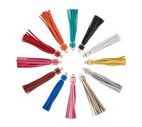 NBEADS Borla de Cuero, 12 Piezas Colgantes de Borla Grande de Cuero de Imitación de Color Surtido de 110 mm con Fornituras para Bolso Decoración de Cortina de Teléfono, 13 Colores