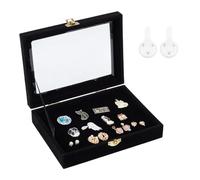 NBEADS Caja de exhibición de Terciopelo Negro, Cajas de presentación de Madera con Ventana de Cristal, Caja de Sombra de Terciopelo para Vitrina de Monedas, exhibición